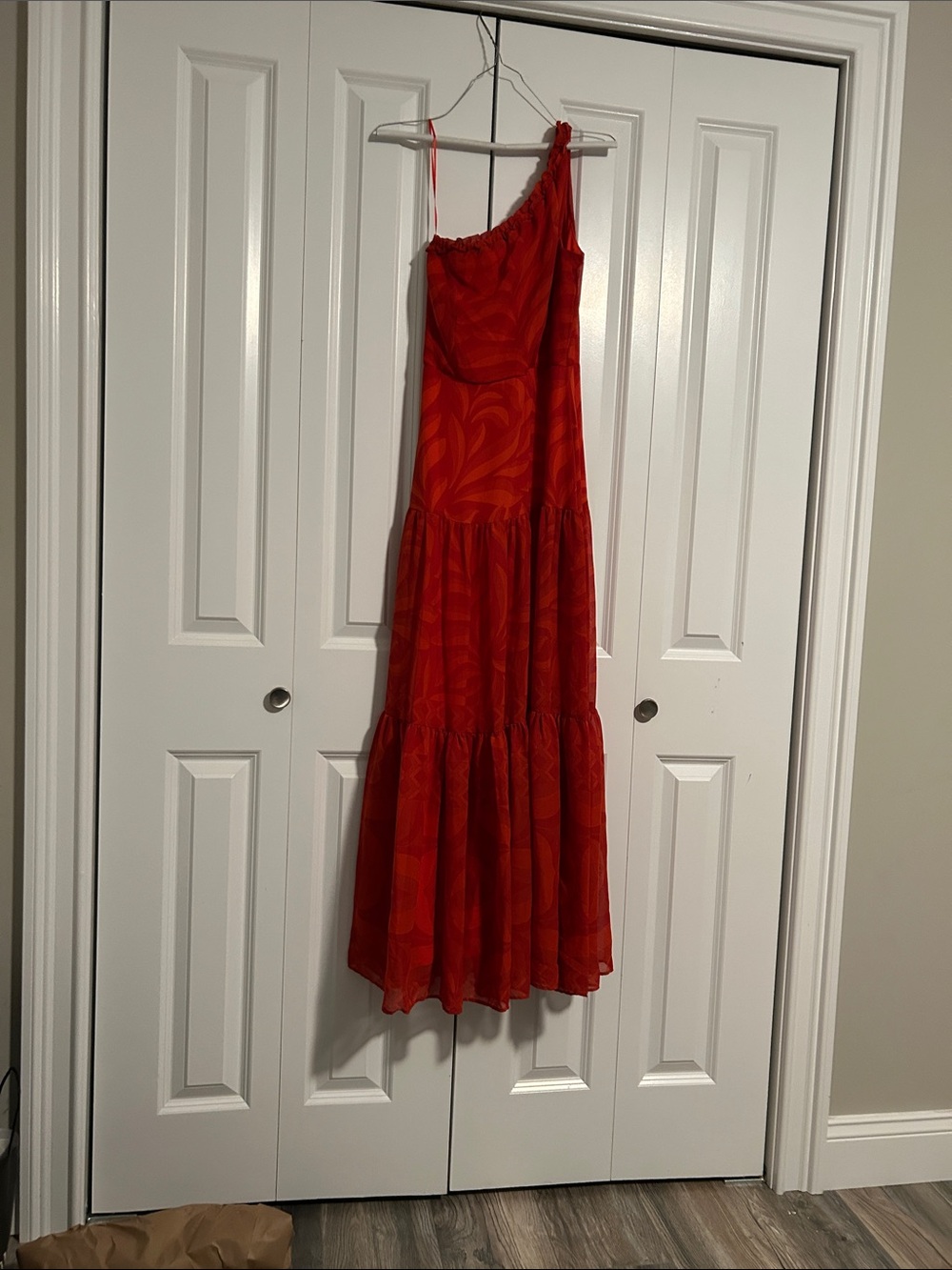 Taylor One-Shoulder Red Tiered Maxi Dress